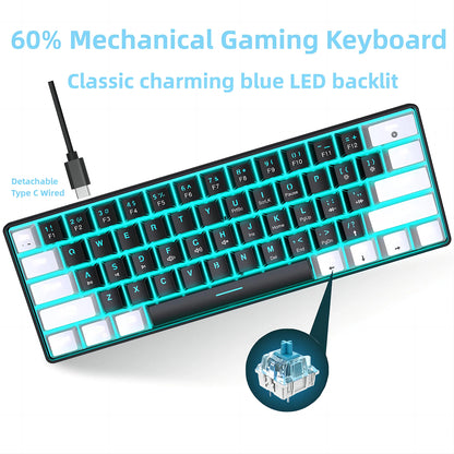 V900 RGB Mechanical Keyboard 61-Key Gaming Keyboard Blue Switches Durable Compact Various Lighting Modes Keyboard